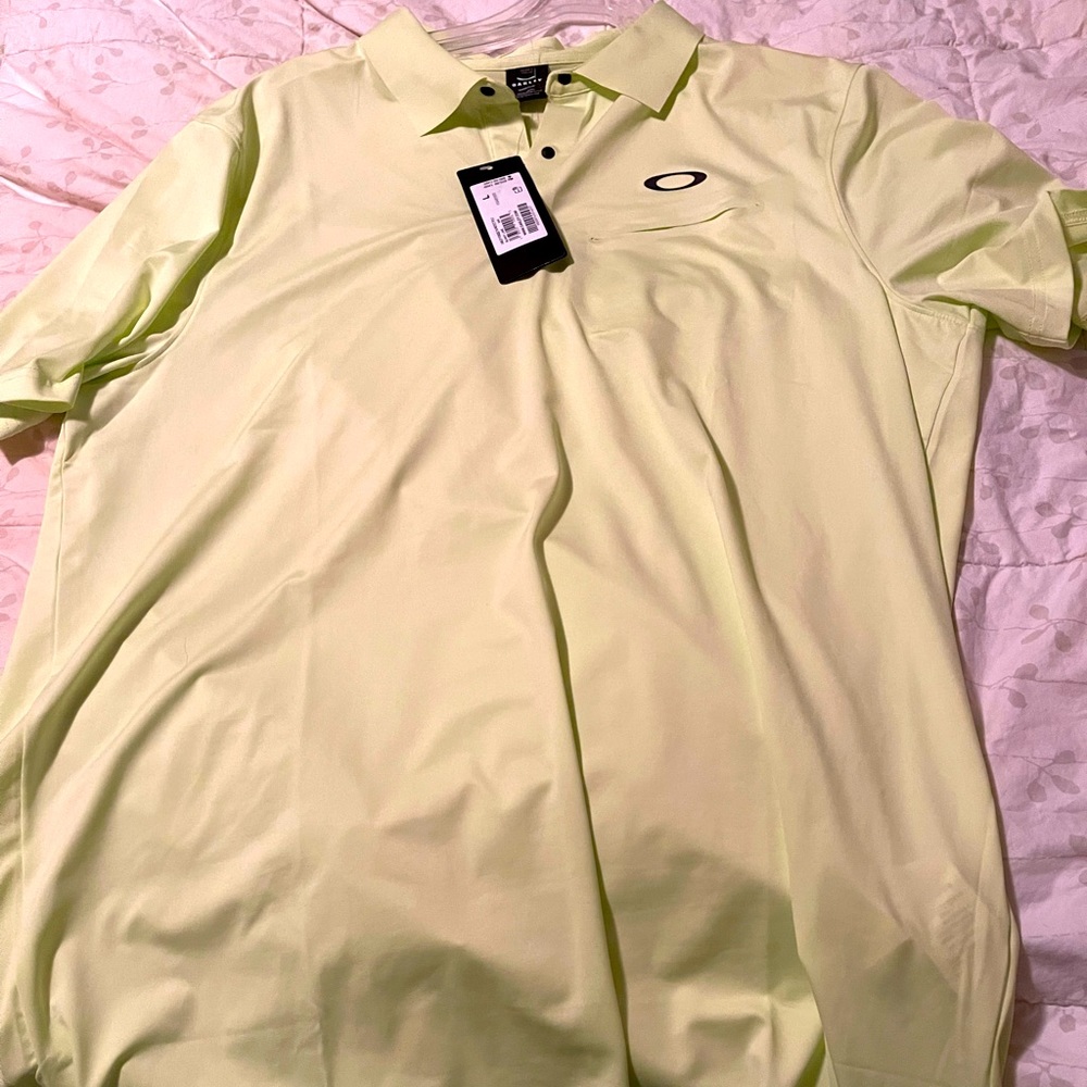NWT Oakley Mens collared shirt neon yellow large